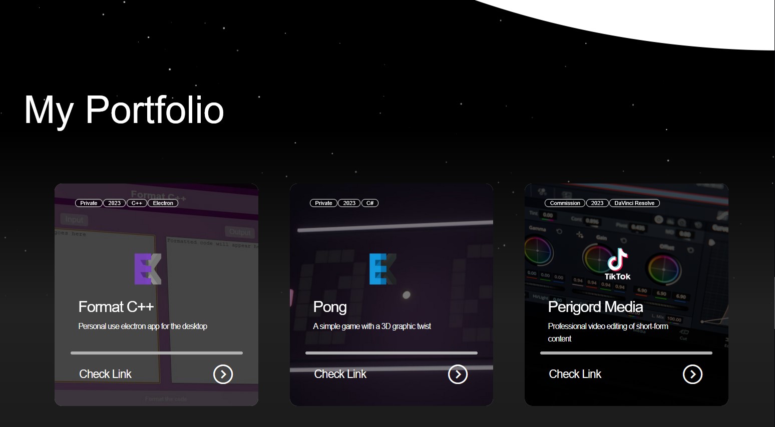 Previous Portfolio Website screenshot 1